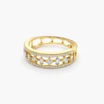 18K Solid Gold Unique Baguette Diamond Wedding Ring - Image 3