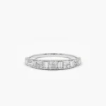 14K Solid Gold Baguette Diamond Stacking Ring - 图片 6