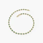 14K Solid Gold Bezel Set Emerald Tennis Bracelet - 图片 8