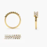 14k Half Eternity Two Rows Marquise Diamond Band - 图片 2