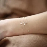 14K Gold Trio Moissanite Diamond Bracelet with Thin Chain - 图片 7