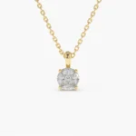 18k Solid Gold 0.25ctw Illusion Setting Brilliant Diamond Necklace - 图片 2
