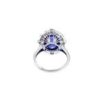 18K Solid Gold Oval Cabochon Tanzanite and Diamond Ring - Image 7