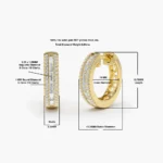 18k Solid Gold Pave Moissanite Diamond and Baguette Hoop Earrings - Image 5