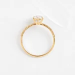14k Solid Gold Pave Band, Oval Cut 1.5 ct Moissanite Diamond Ring - Image 2