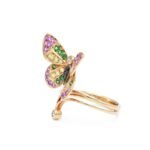 14K Solid Gold Butterfly Ring With Sapphires - 图片 2