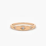 18k Gold Star Setting 3 Natural Diamond Stacking Ring - Image 3