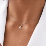 18k Star Setting Crescent Diamond Necklace - Image 8