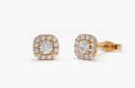 Halo Moissanite Diamond Studs in 14 Karat Gold - Image 4