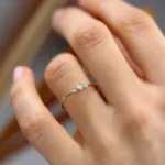 14K Three Stone Natural Diamond Ring - Image 5