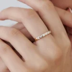 The Karat Store 14K 双长方形和圆形钻石结婚戒指