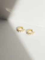 14K 纯金钻石环形耳环