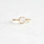 14k Solid Gold Lab-Grown Diamond Moonlite Ring with Pave Band