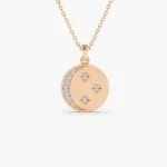 18k Natural Diamond Moon and Crescent Pendant - 图片 7