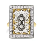 18K Solid Gold Aquamarine Cathedral Ring