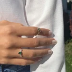 14K Solid Gold Pear Emerald Anniversary Ring - Image 6