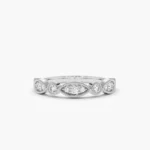 14K Solid Gold Vintage Style Diamond Wedding Ring - 图片 3