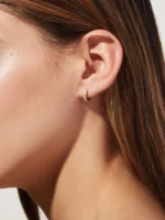 14K Solid Gold & Diamond Hoop Earrings - 图片 7