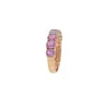 14K Solid Gold Pink Sapphire and Diamond Band - Image 7