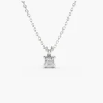 18k Solid Gold Princess-Cut Diamond Solitaire Pendant - 图片 5