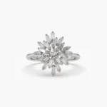 14K Solid Gold Ballerina Baguette Diamond Cluster Ring - 图片 6