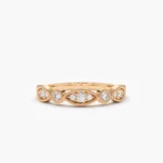 14K Solid Gold Vintage Style Diamond Wedding Ring - 图片 5