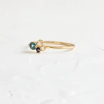 14k Solid Gold Navy Mini Cluster Ring - Image 5