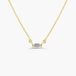 18k Gold Baguette Natural Diamond Necklace - Image 7