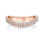 V Shape Wedding band studded with natural diamond in 18k gold
