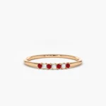 18K Solid Gold Petite Ruby and Diamond Ring - 图片 6
