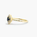 18k Solid Round Sapphire Halo Diamond Engagement Ring - Image 7