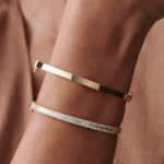 14k Half Eternity Baguette and Round Diamond Bangle - 图片 7