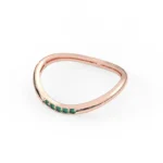 14K Solid Gold Curved Emerald Ring - Image 2