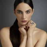 18K Solid Gold Aquamarine Cathedral Ring - Image 4