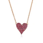 18k Solid Gold Reversible White Diamond And Red Ruby Heart Necklace - Image 4