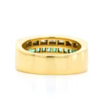 18K Solid Gold Half Eternity Square Emerald Ring - 图片 2