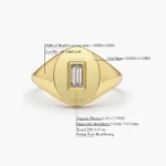14K Gold Baguette Natural Diamond Signet Ring - Image 2