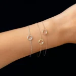 14k Solid Gold Petite Natural Diamond Satellite Bracelet - Image 2