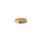 14K Solid Gold Multi Colored Sapphire and Diamond Band - 图片 5