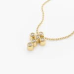 18k Gold 6 Stone Bezel Setting Natural Diamond Cross Necklace - Image 3