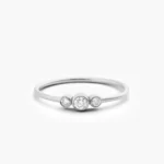 14K Three Stone Natural Diamond Ring - Image 3