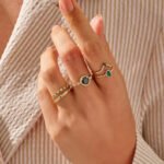 18K Solid Gold Minimalist Emerald Oval Ring - 图片 4