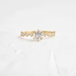 Wavelet Ring, 0.9ct. Round Cut Diamond Moissanite Ring