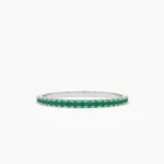 18K Solid Gold Round Emerald Eternity Band - 图片 4