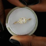 14k Solid Gold  Emerald Cut Lab-Grown Diamond Engagement Ring - Image 2