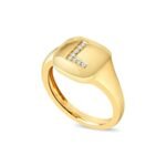 Diamond Letter Signet Ring - 图片 4
