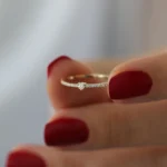 14k Minimalist Pave Natural Diamond Stacking Ring - Image 5