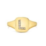 Diamond Letter Signet Ring - 图片 5