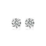 14K White Gold Moissanite Diamond 4-Prong  Stud Earrings