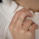 18K Solid Gold White Sapphire Astra Ring - Image 10